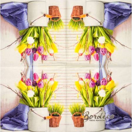 Serwetka decoupage firmy DOMMOS tulipany w kance 33x33cm